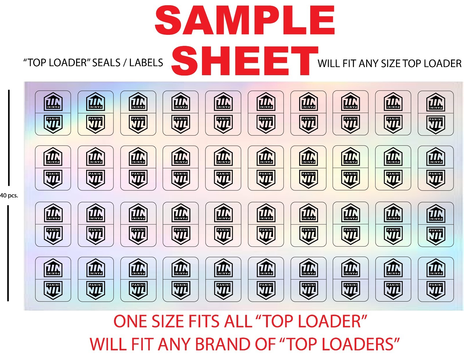 TOP LOADER STICKERS 35 pt. FREE PANINI NIL LOGO LABELS NIL COLLEGE CARDS SEALS
