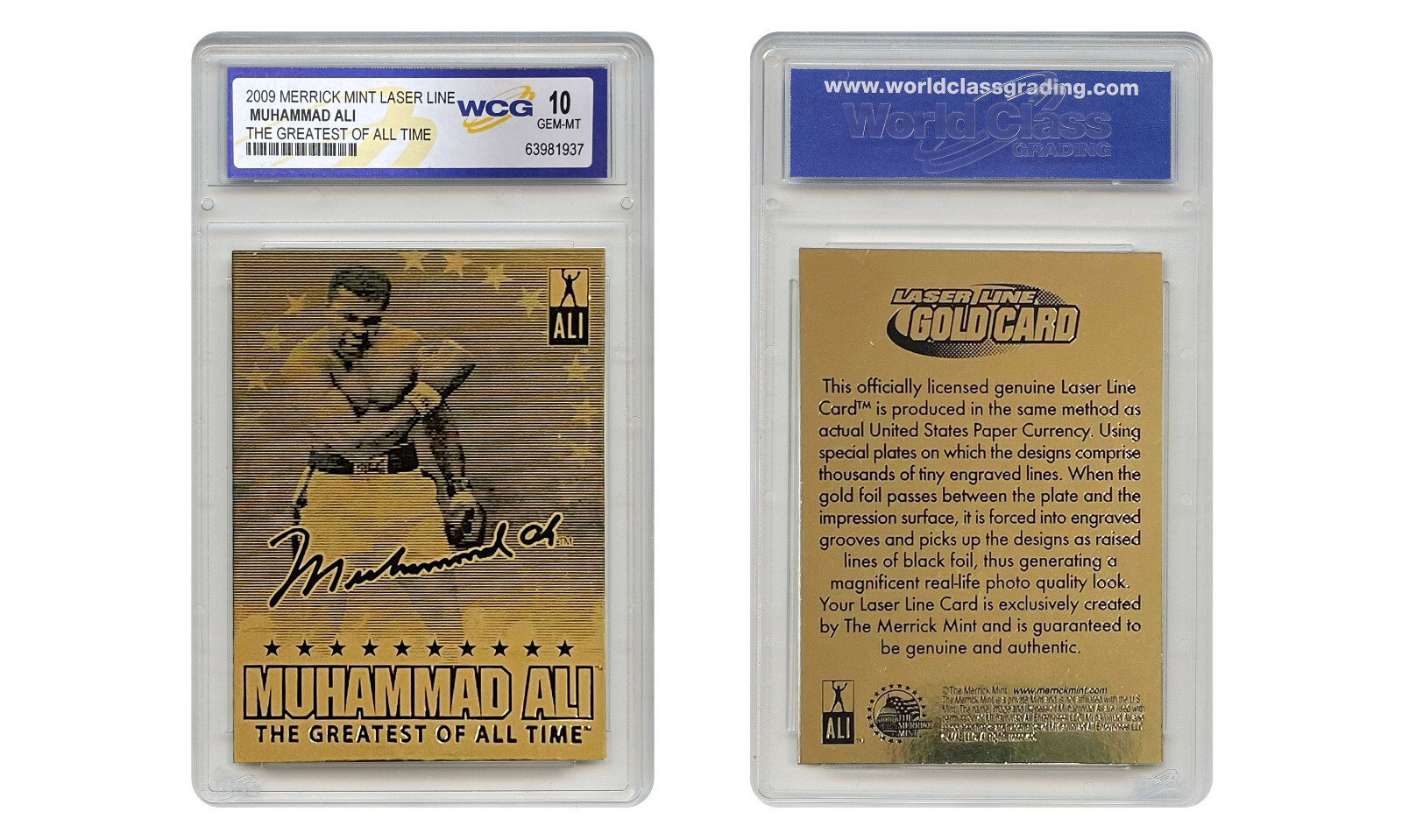 MUHAMMAD ALI 2009 Laser Line Gold Card Limited Signature Series – GEM MINT 10