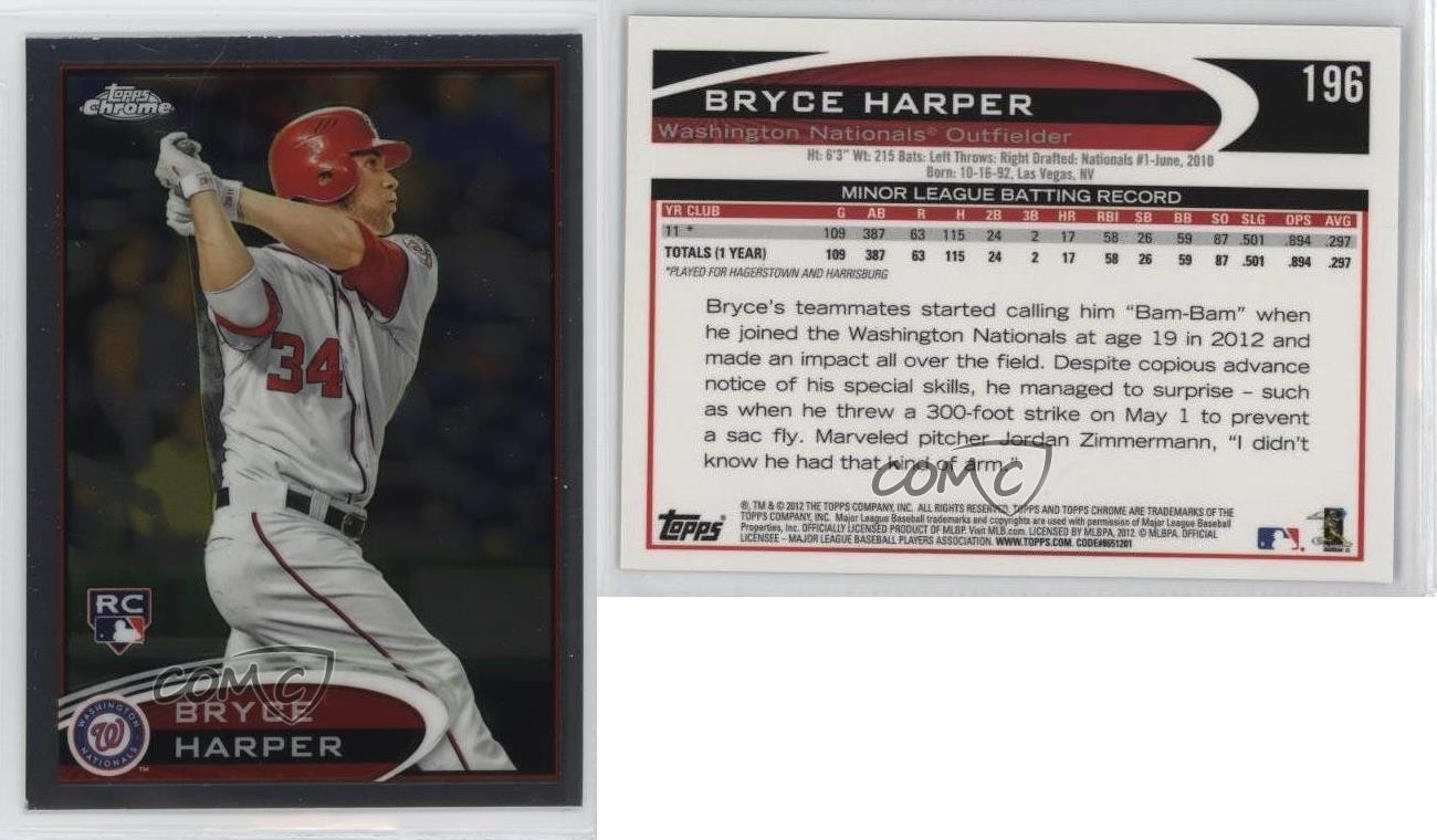 2012 Topps Chrome Bryce Harper (Batting) #196 Rookie RC 0ty6