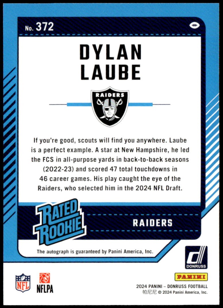 2024 Donruss #372 Dylan Laube Rated Rookies Autographs Green F5