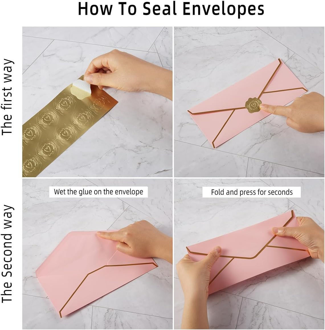 50 Pack #10 Business Envelopes with Gold Border, Self Seal Standard Envelopes wi