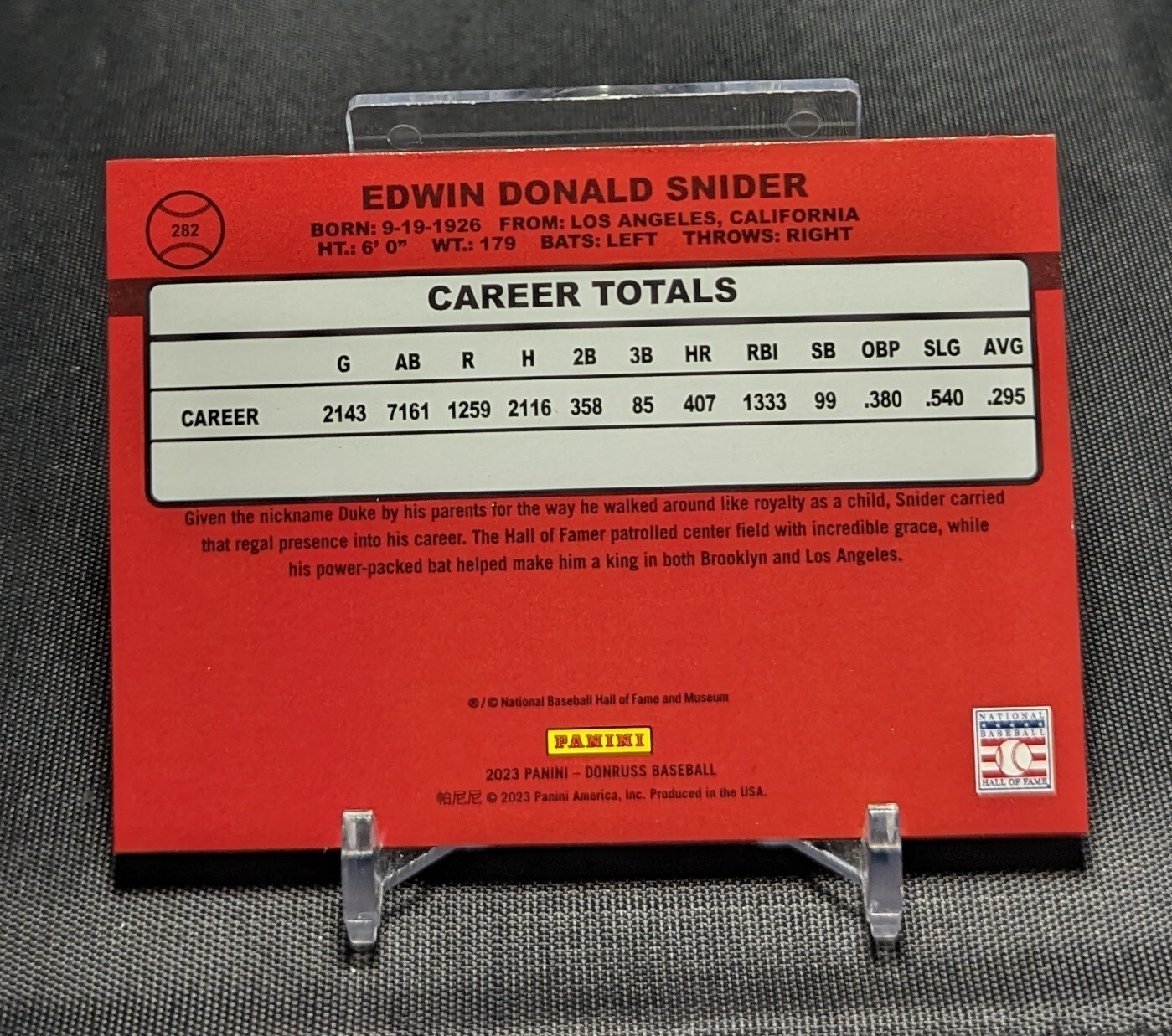 Duke Snider 1990 Retro 2023 Panini Donruss Card #282 Los Angeles Dodgers