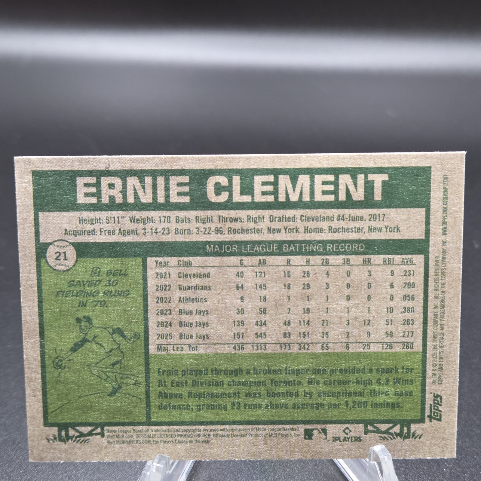 2026 Topps Heritage Ernie Clement SP Dark Gray Border Toronto Blue Jays #21