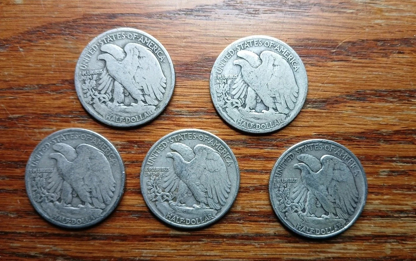 [Lot of 5] Walking Liberty Half DoIiar – 90% Siver Choose How Many Lots of 5!