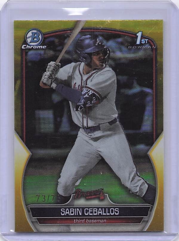 2023 Bowman Draft #BDC-110 Sabin Ceballos Chrome Yellow Refractor #/75