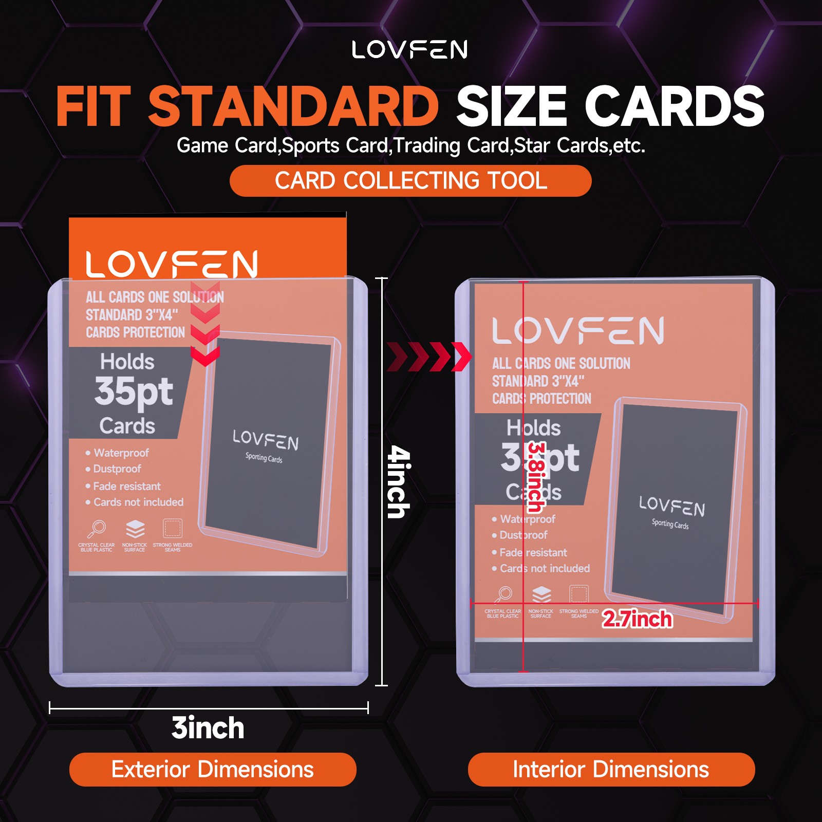 LOVFEN 35PT Toploaders Card Holders Sleeves for Sports Cards 100-1000