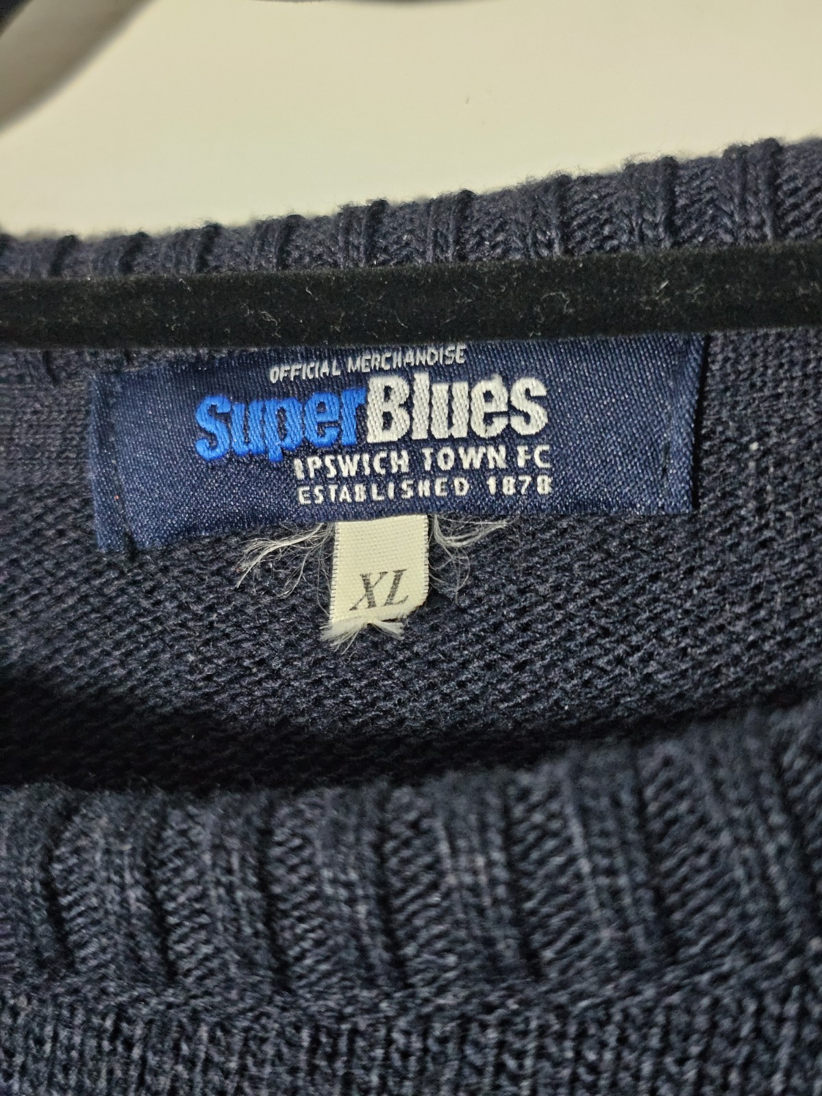 Vintage Ipswich Town “78” Pullover Knit Sweater Padded Elbows Navy Jumper XL