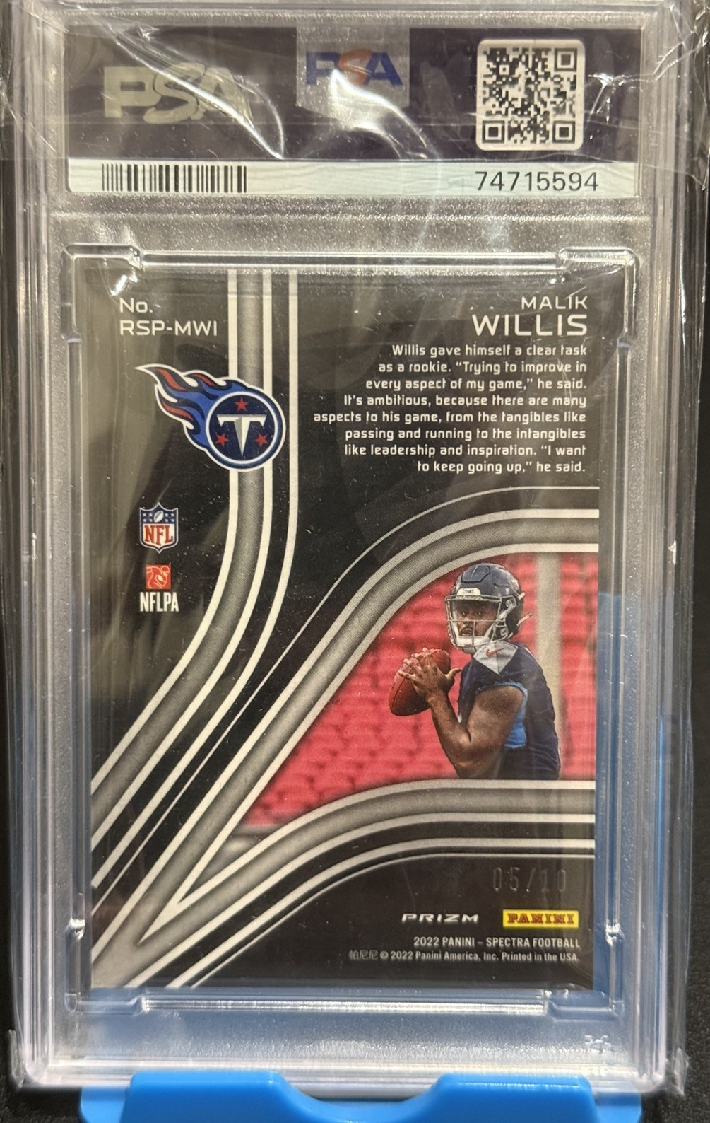 2022 Malik Willis Rookie Spectra Rookie Spectris-Universal /10 PSA 10 RC #RSPMWI