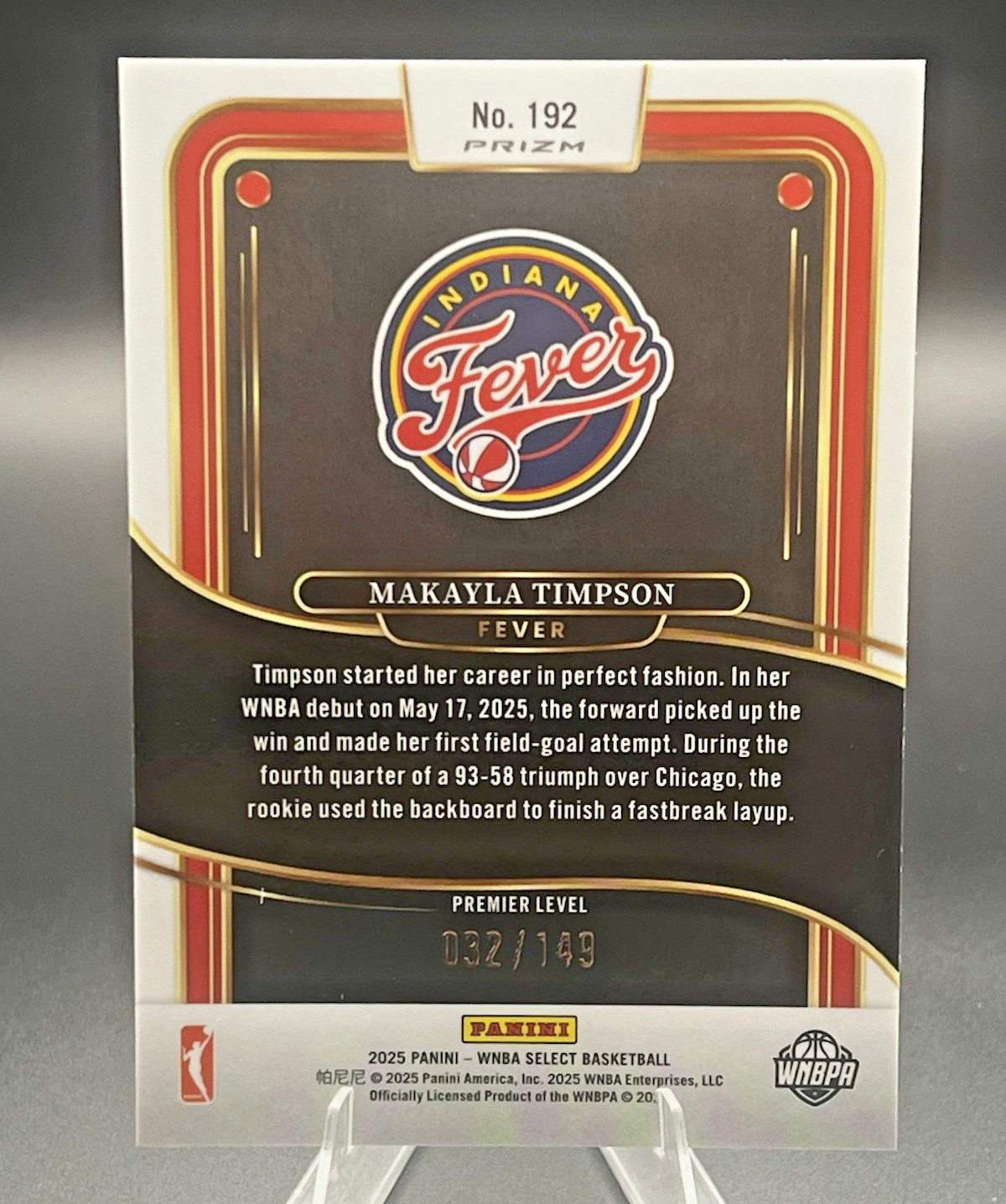 2025 Panini Select WNBA MAKAYLA TIMPSON #192 Purple Flash PRIZM FEVER /149