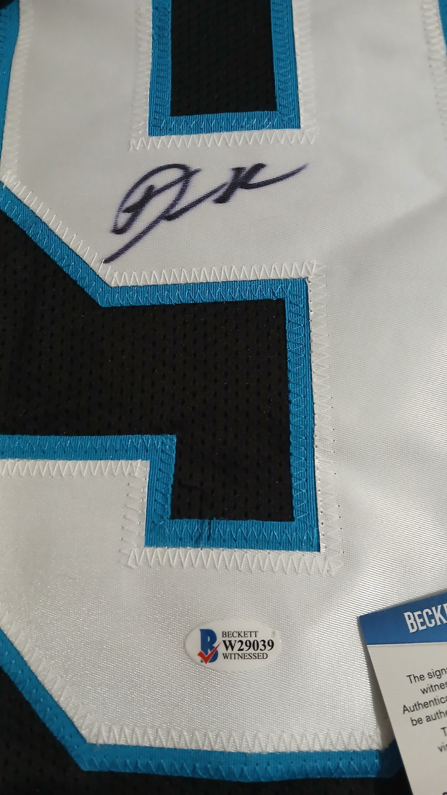 Autographed Derrick Brown Panthers Jersey With COA