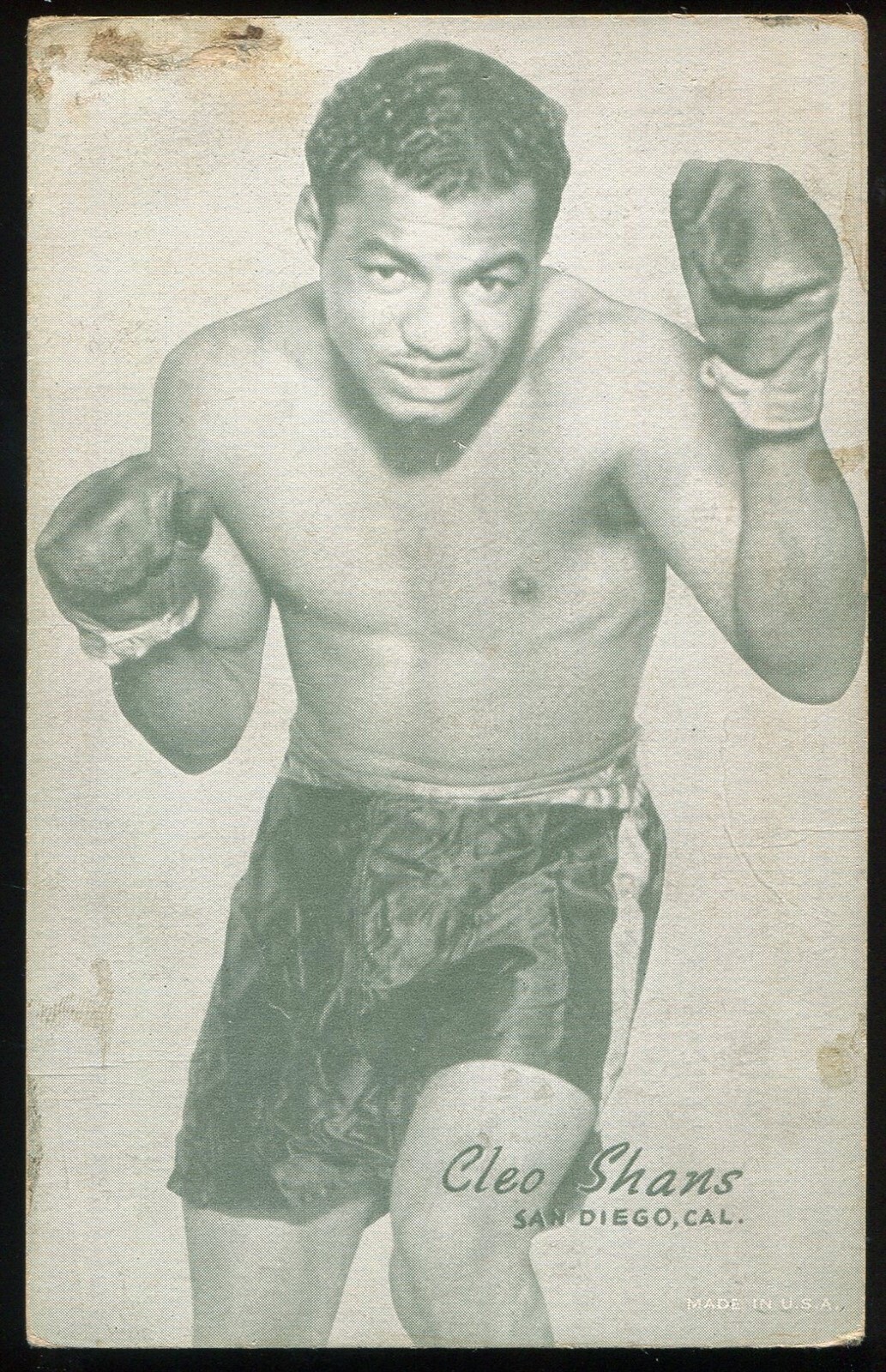 1947-66 Boxing Exhibit Card – Cleo Shans – San Diego, Cal.