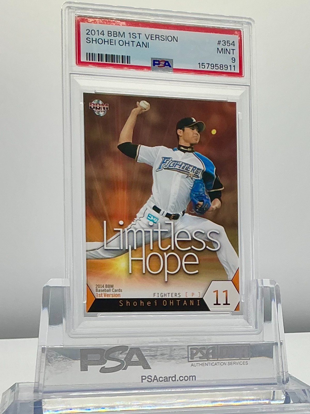 SHOHEI OHTANI 2014BBM 1ST VERSION LIMITLESS HOPE #354 PSA9!MINT!POP46!(RC)