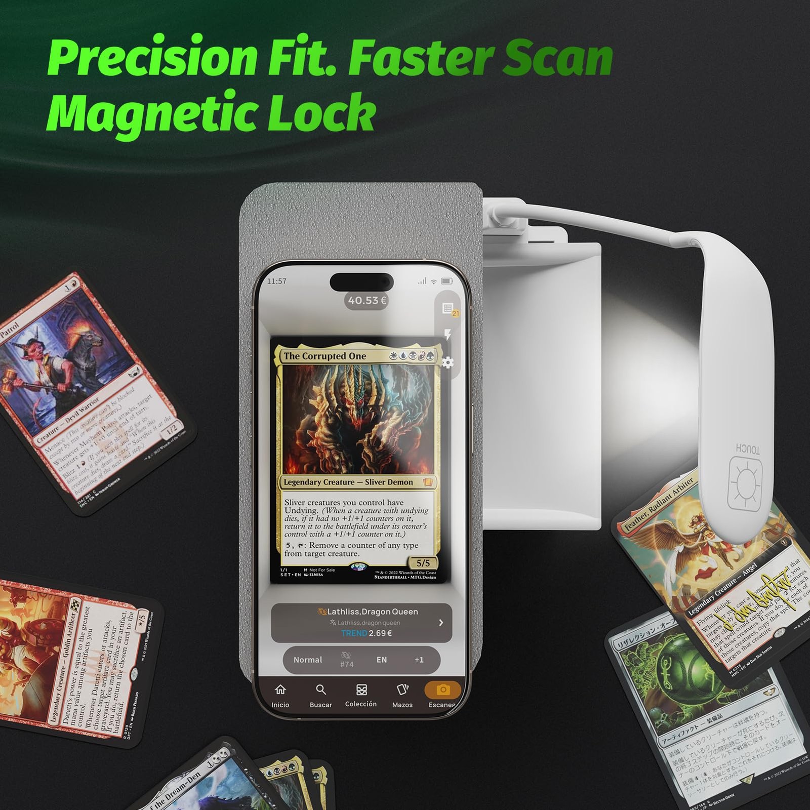 Card Scanner Pro for Trading Cards – MTG & TCG Card Scanner Stand with LED Light