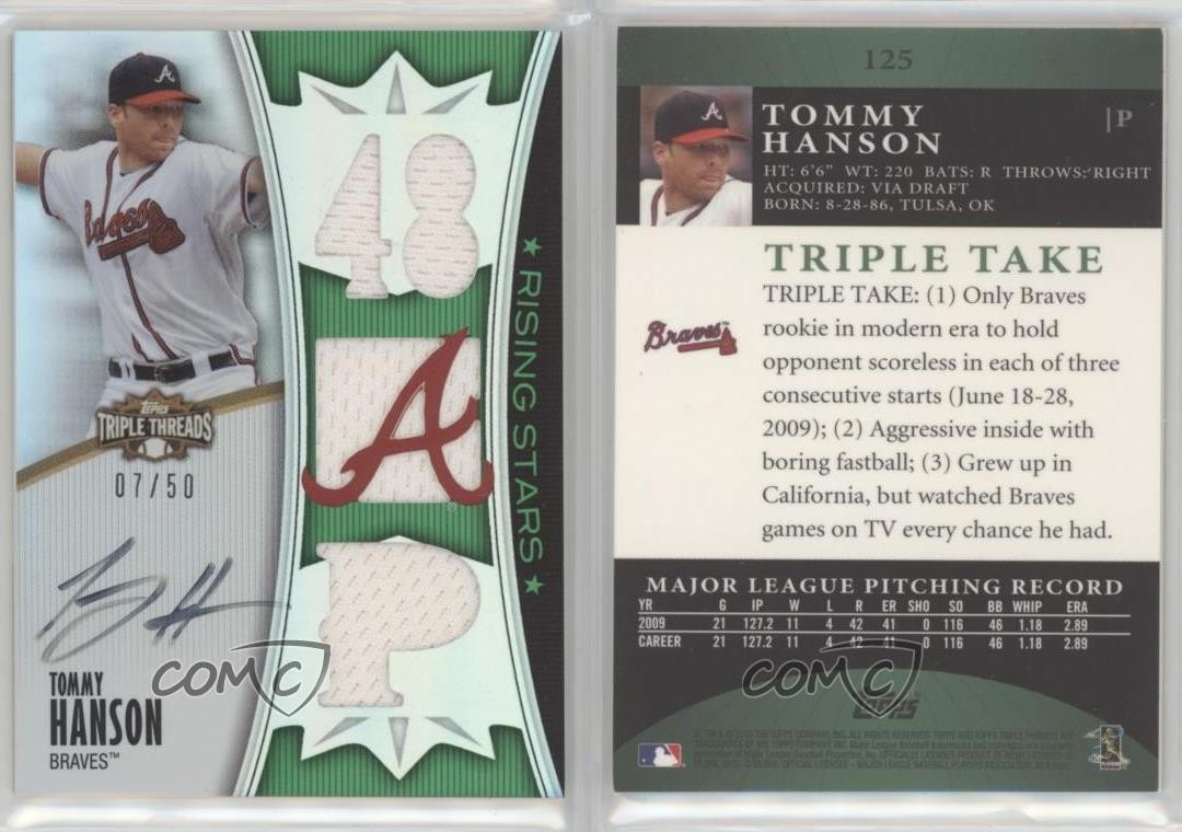 2010 Topps Triple Threads Rising Stars Emerald 7/50 Tommy Hanson #125 Auto 1sr2