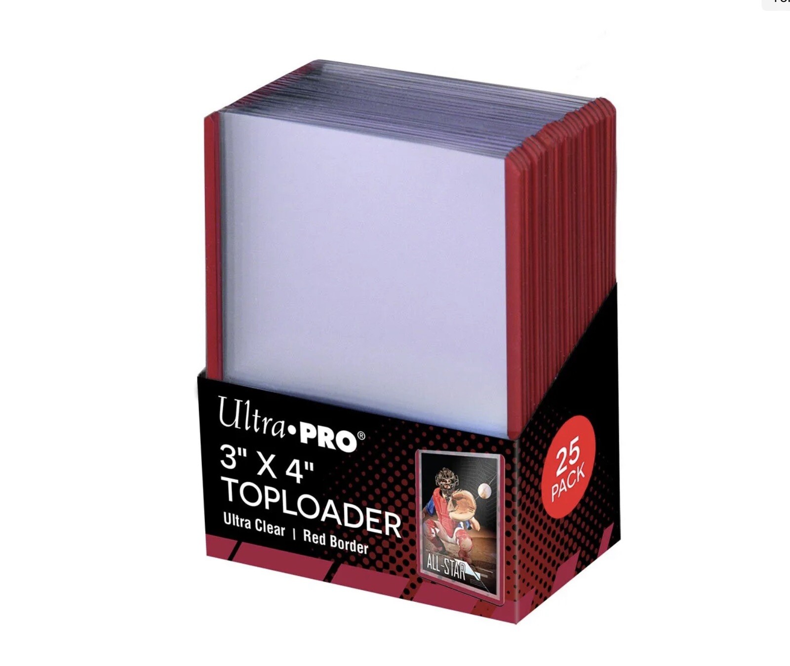 Ultra Pro 3X4 RED BORDER Standard Toploaders 35pt 2 Packs of 25 Total Of 50