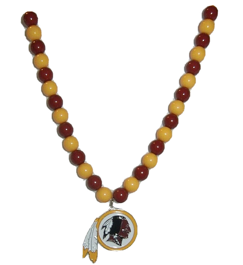 Washington Redskins Fan Bead Necklace w/ Team Logo – NFL Football