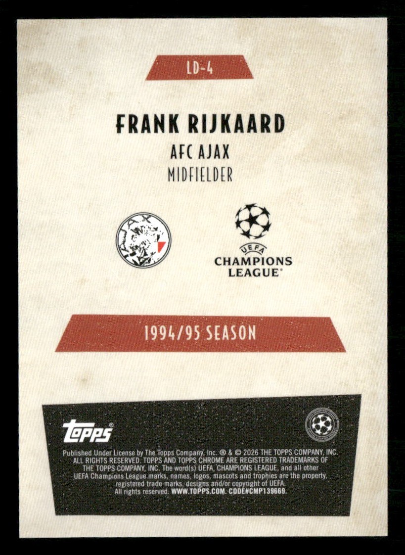 2025-26 Topps Chrome UEFA – Frank Rijkaard Last Dance Refractor LD-4