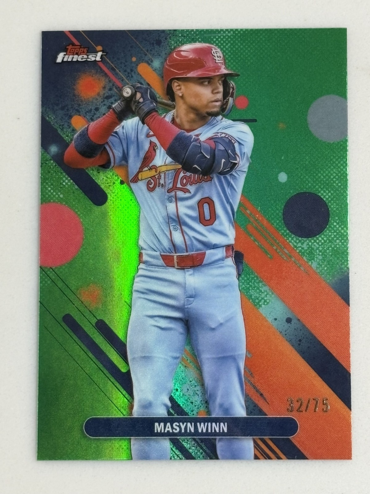 Masyn Winn 2025 Topps Finest Common Green Refractor /75 #3 St. Louis Cardinals