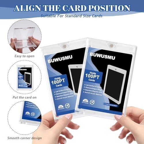 50 Pcs Acrylic Magnetic Card Holders – Clear One Touch Protectors for Trading Ca