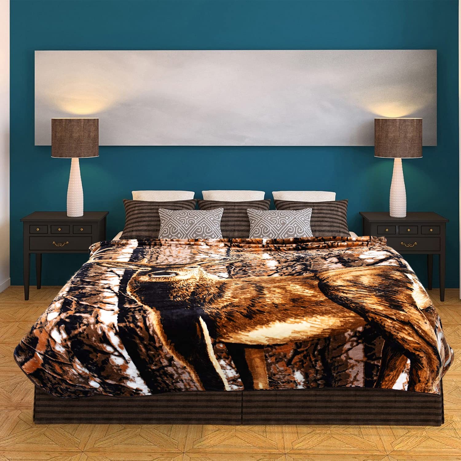 5.3 lbs Deer Blanket Queen Size, Heavy, Thick, and 75″W x 90″L, 1