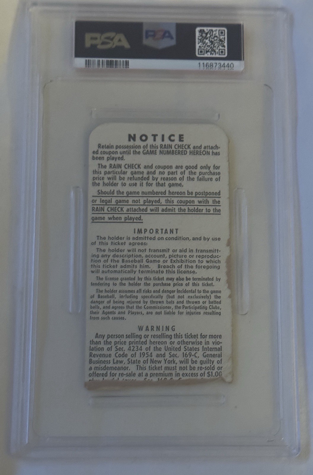 1955 World Series Game 1 Ticket Stub Brooklyn Dodgers Robinson Steals Home PSA