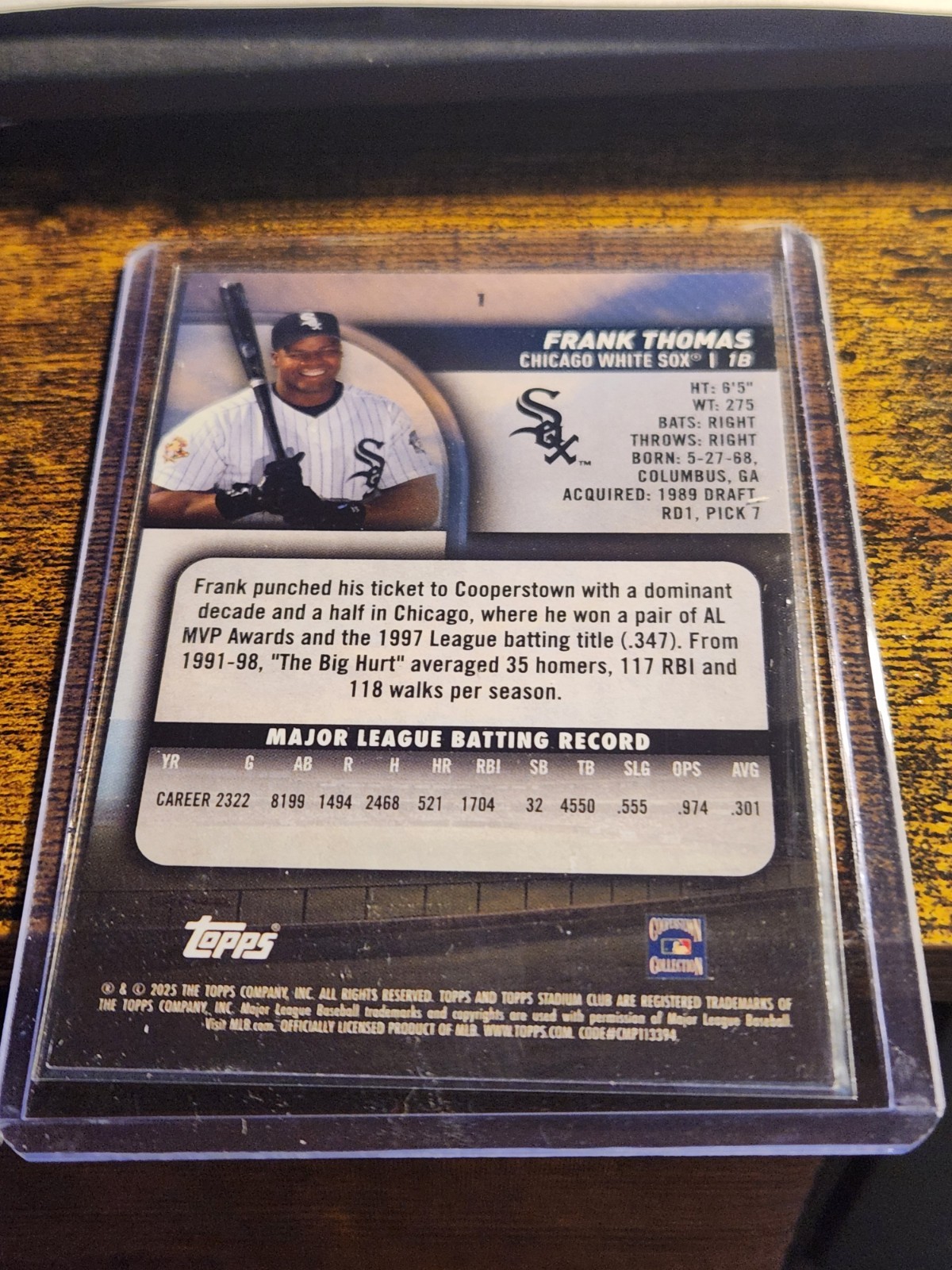 2025 Topps Stadium Club – Frank Thomas #1 Pink Foil
