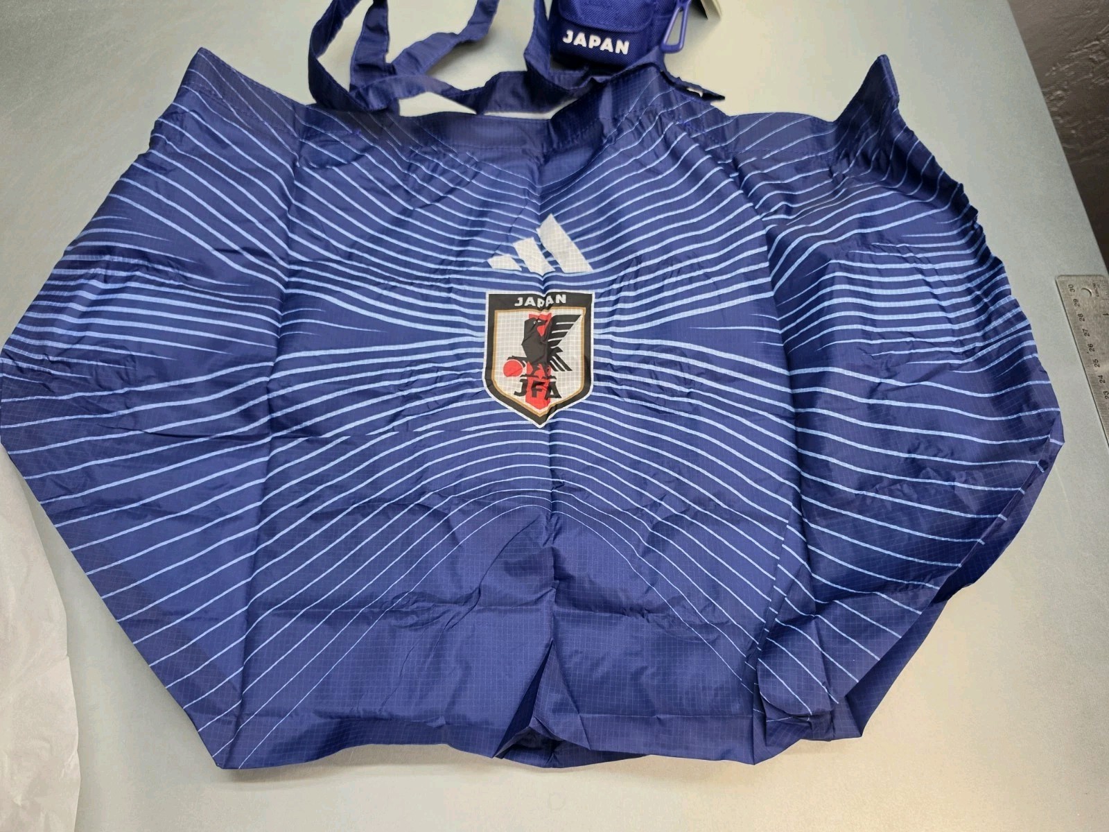Japan Soccer Adidas Mini Keychain Backpack w Foldable Tote Bag Inside New NWT
