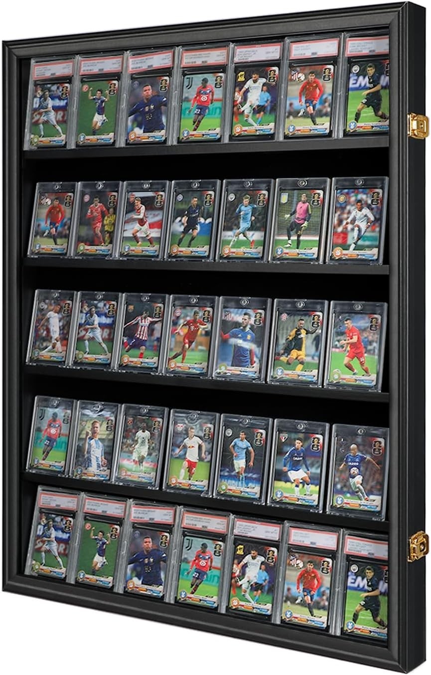 Elegant Black 35-Card Display Case with UV Protection for Your Collectibles