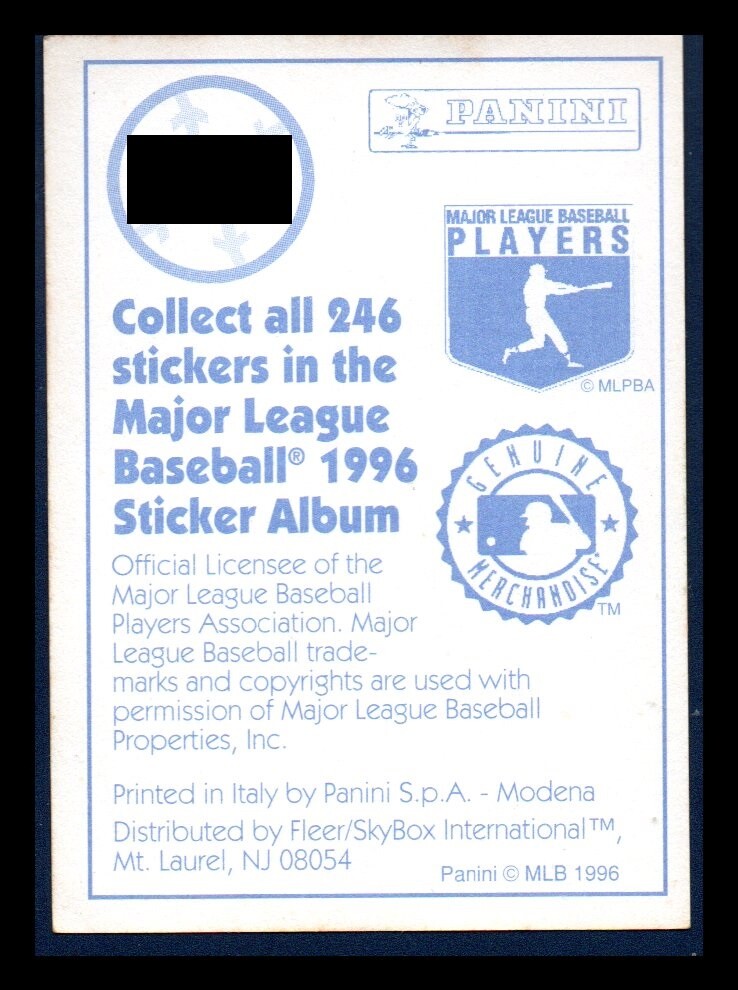 Pannini Sticker 1996 Roberto Alomar Major League Baseball #159 (Size 76×54 mm)