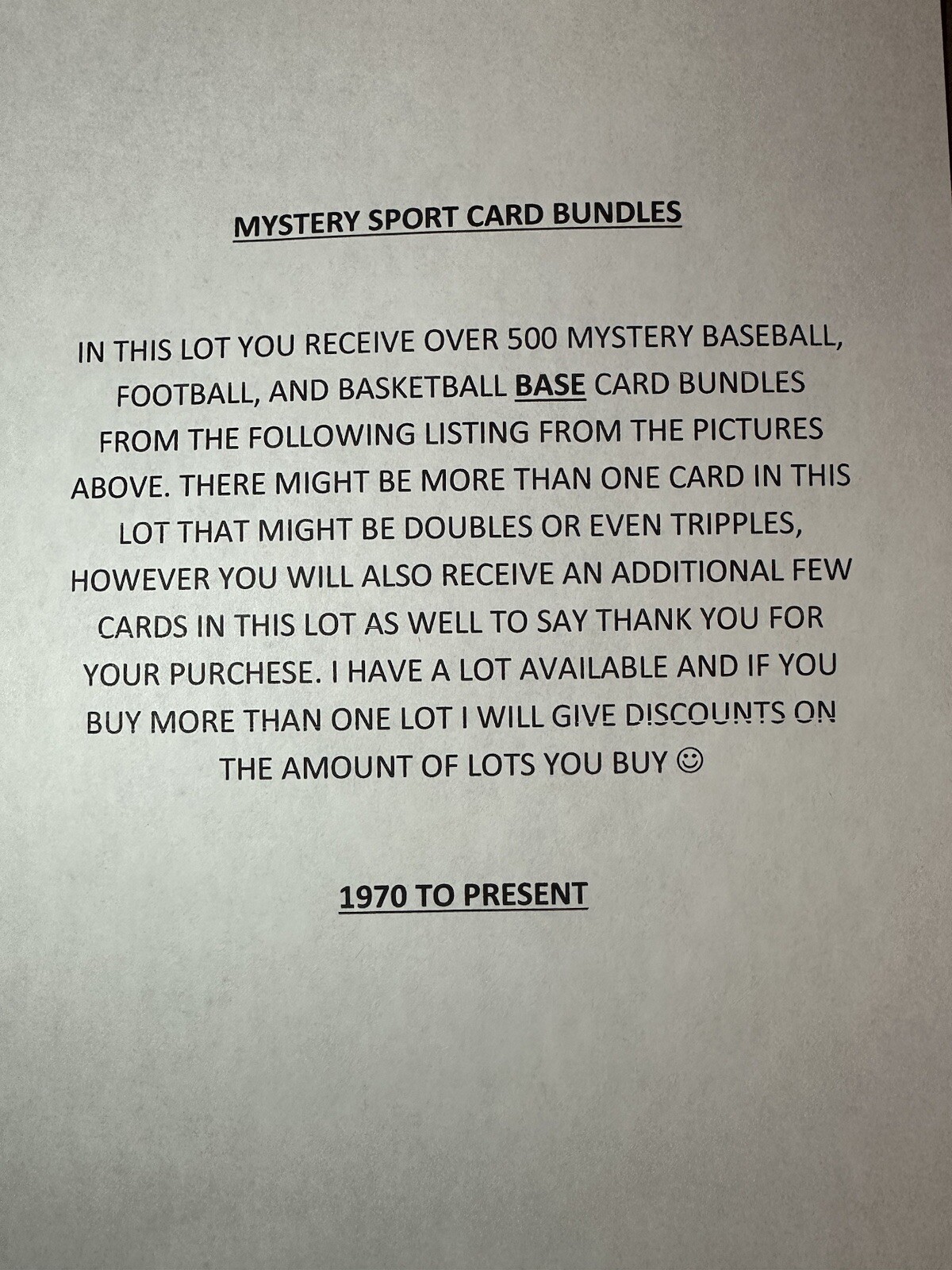 Mystery BULK 500+ Sports Cards Lots! Baseball Football Basketball 1970s-Present
