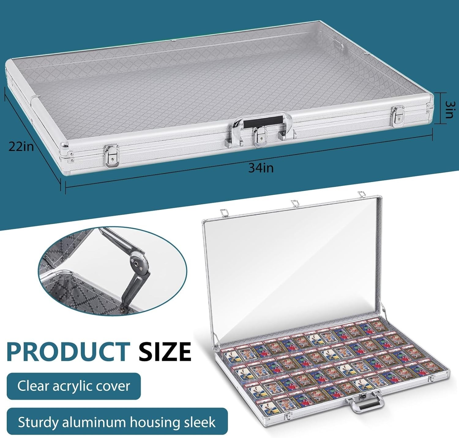 Card Show Display Case Large Aluminum 34″X22″ Lockable Trading Card Display