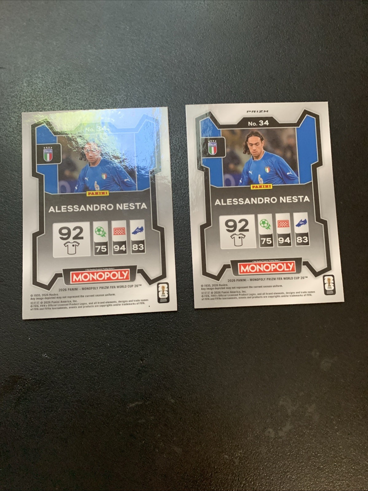 2026 Panini Prizm Monopoly Fifa World Cup – Alessandro Nesta #34 Gold Cracked…