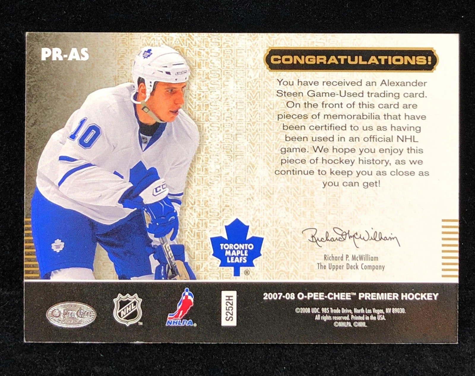 2007 O-Pee-Chee Premier Remnants Triples /35 Alexander Steen #PR-AS Triple Patch