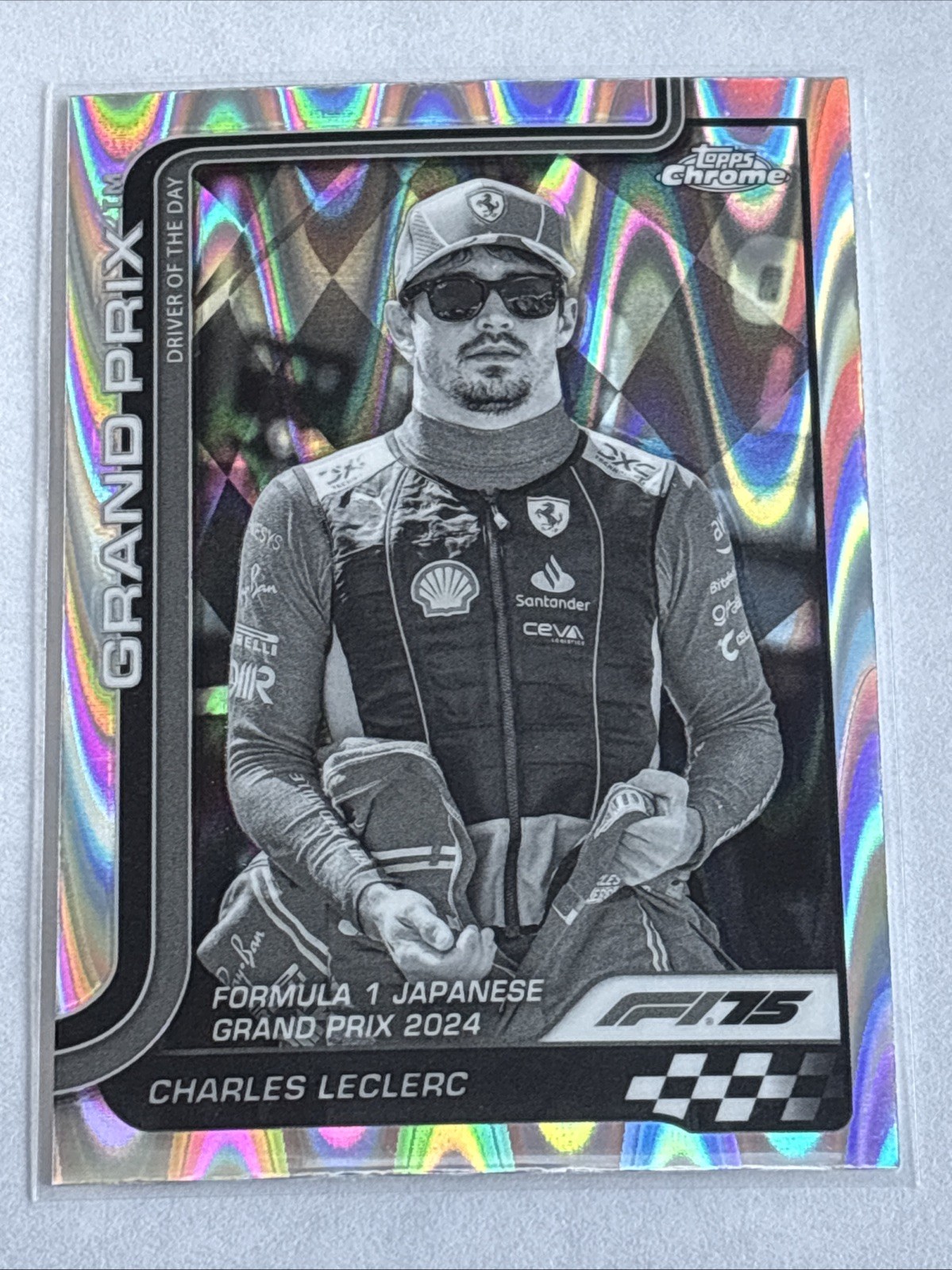 Charles Leclerc 2025 Topps Chrome F1 Japanese Driver Of The Day Black And White