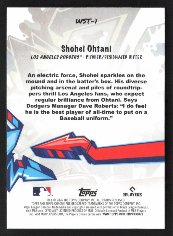 Shohei Ohtani 2026 Topps Chrome Wild Style #WS-1 Los Angeles Dodgers