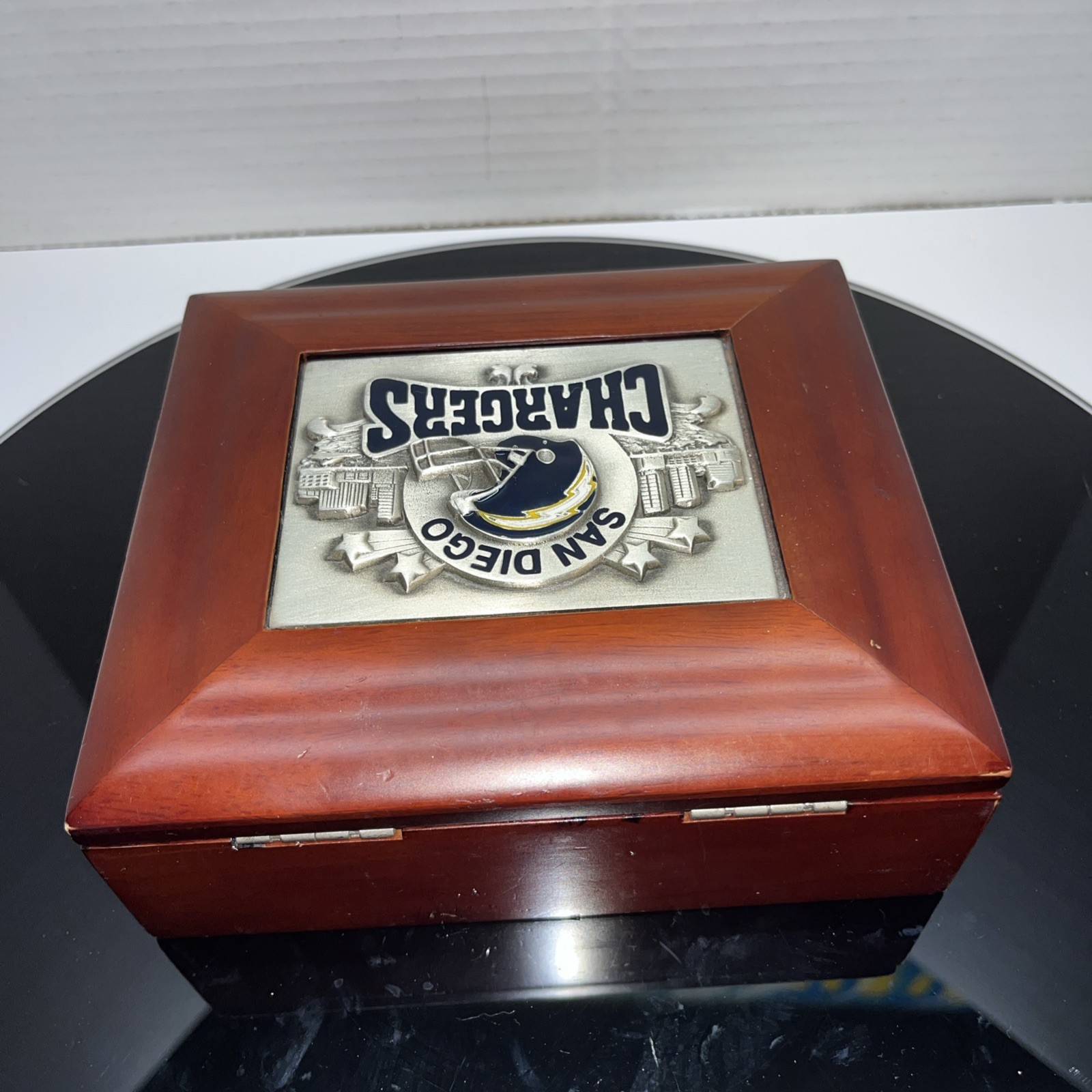 🚨🔥Vintage Wood San Diego Los Angeles Chargers Jewelry Watch Ring Box Nice