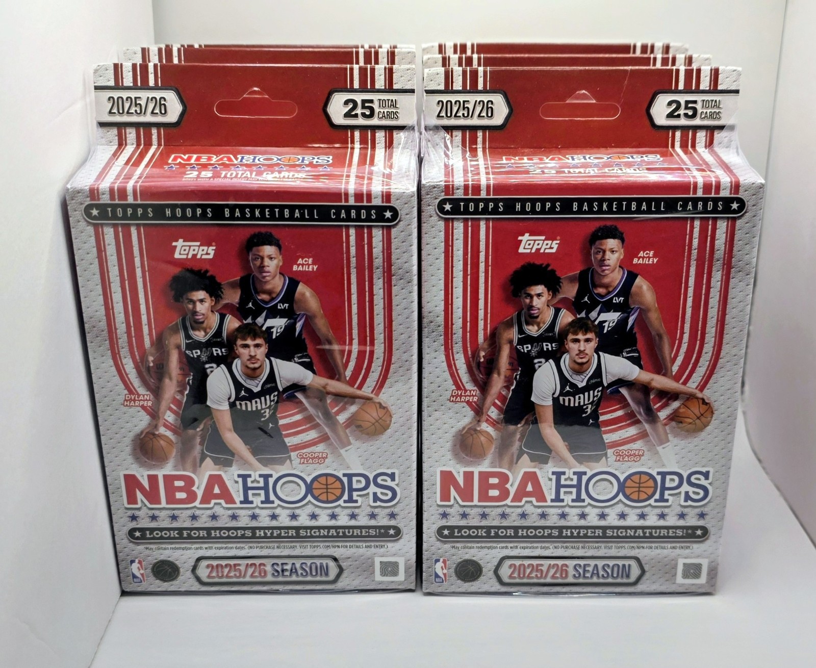 (6) 2025-26 Topps NBA Hoops Basketball Hanger Box – LOT of (5) Boxes – In Hand