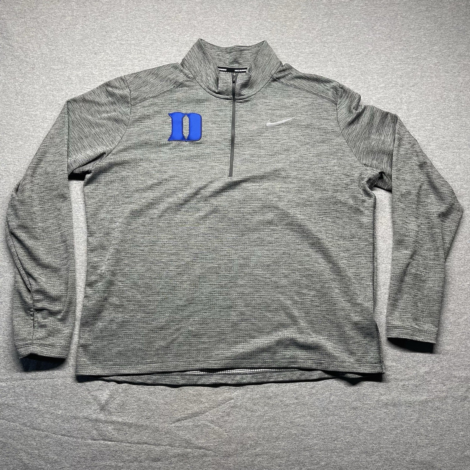 Nike Dri Fit Duke Blue Devils Mens XL Gray Military Bowl 1/4 Zip Pullover Shirt