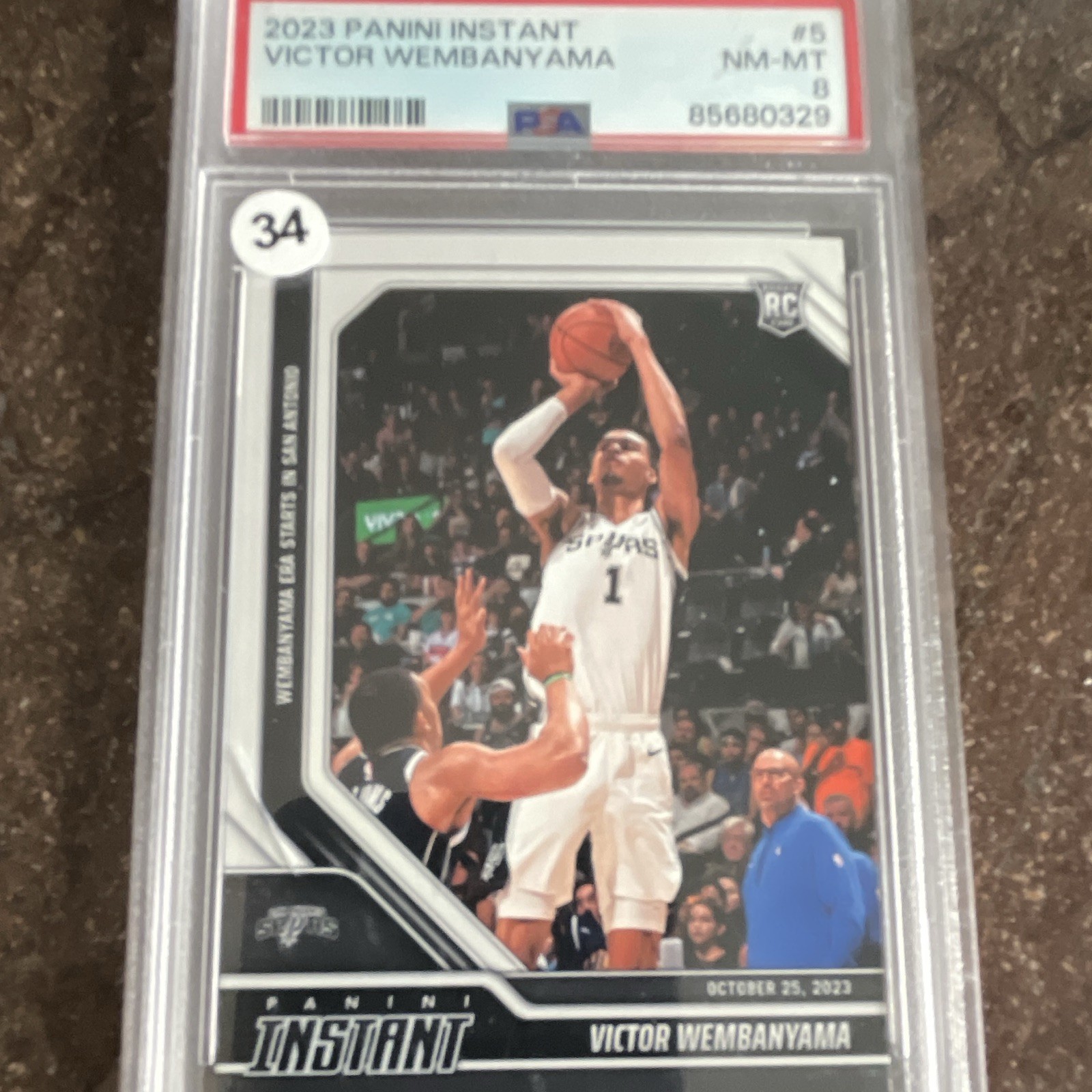 Panini Instant 2023-24 Victor Wembanyama RC Base #5 PSA 8 Spurs /44142