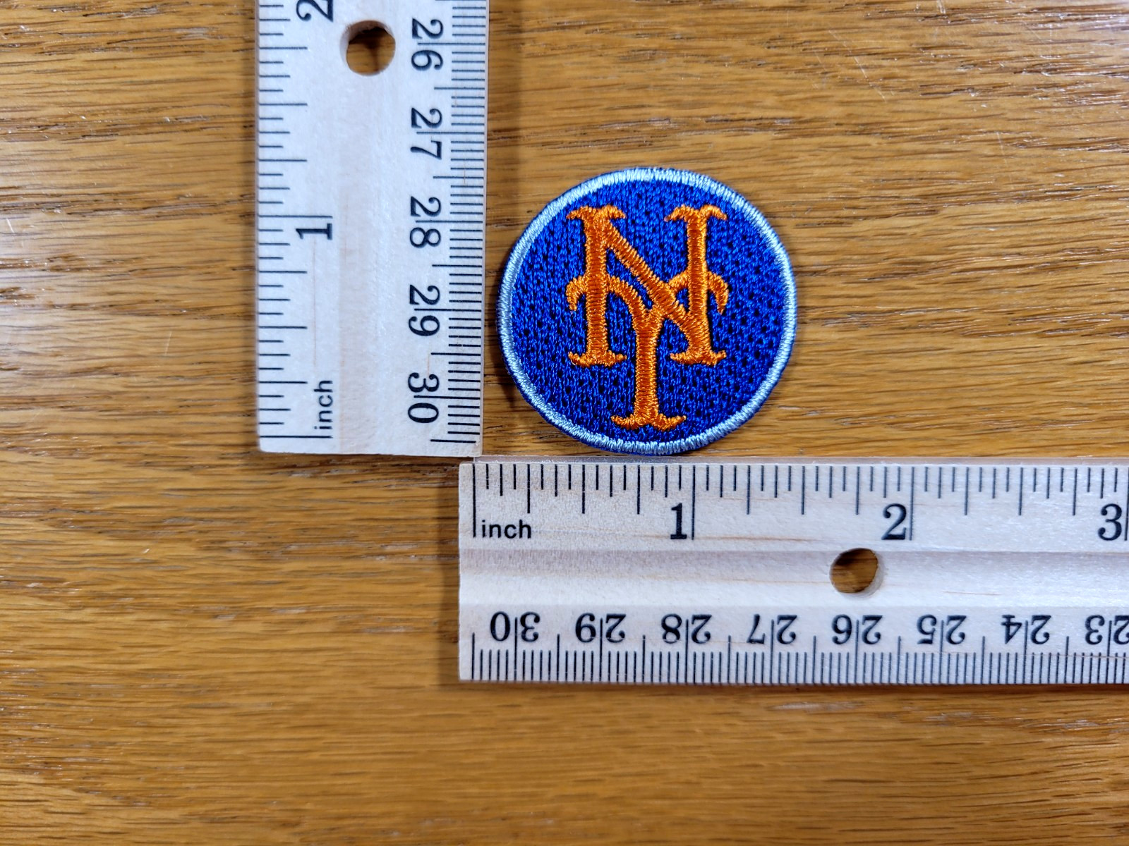 New York Mets Patch Iron On Blue Orange Small (1 3/8″ Inch) Round MLB Baseball