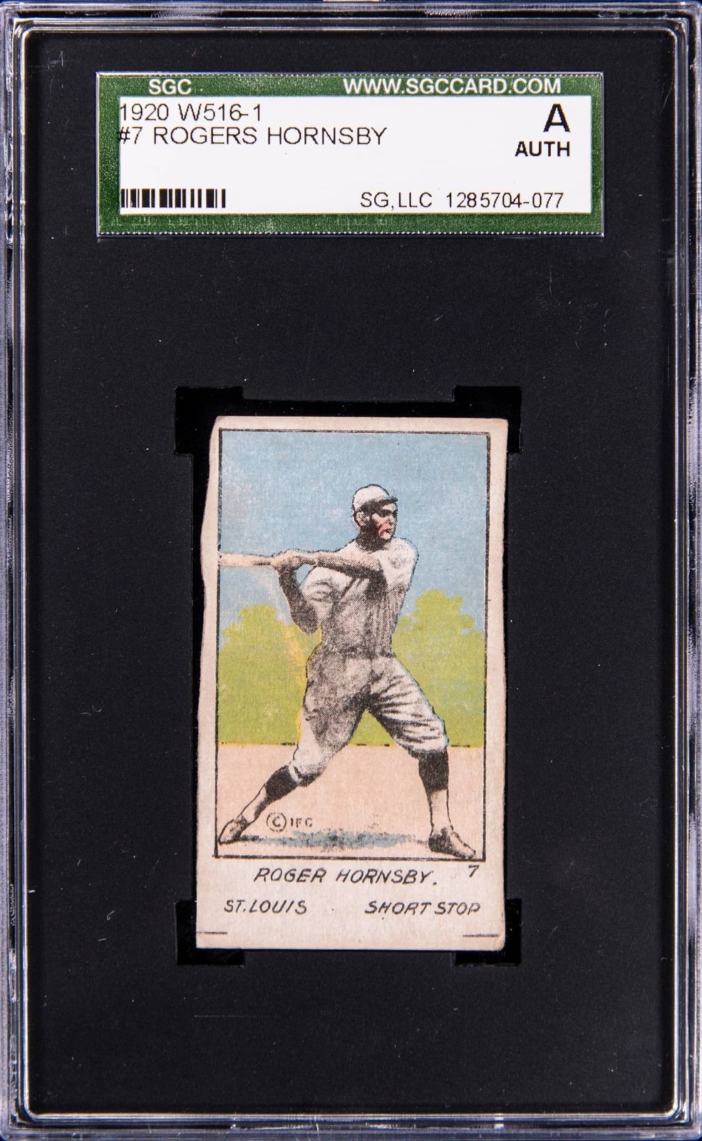 1920 W516-1 ROGERS HORNSBY (HAND CUT) #7 SGC AUTHENTIC