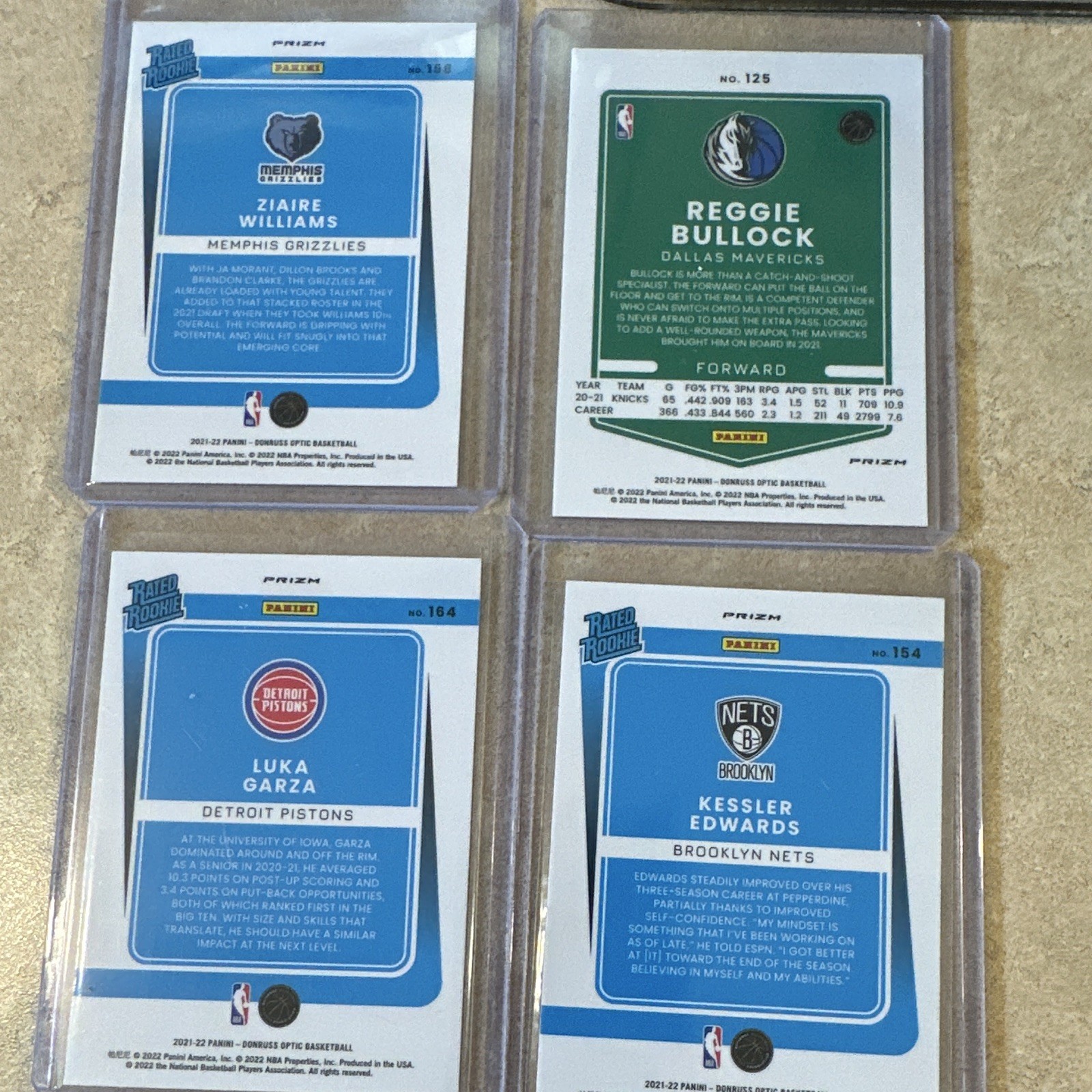 Panini 2021-22 Donruss Optic Prizm NBA Rated Rookie Lot – 4 Cards Williams
