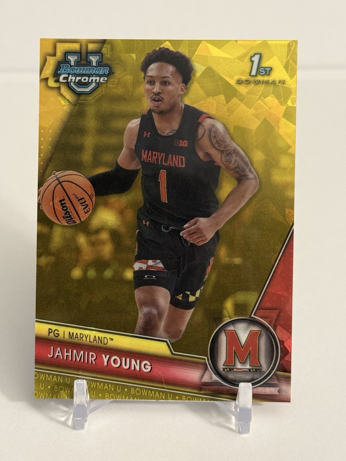 Jahmir Young 2023-24 Bowman U Chrome Sapphire Yellow Refractor /75 MARYLAND #51