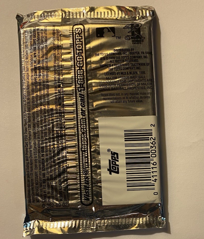 2000 Topps – Series One (1) – Foil Pack – Factory Sealed MLB Baseball from hobby