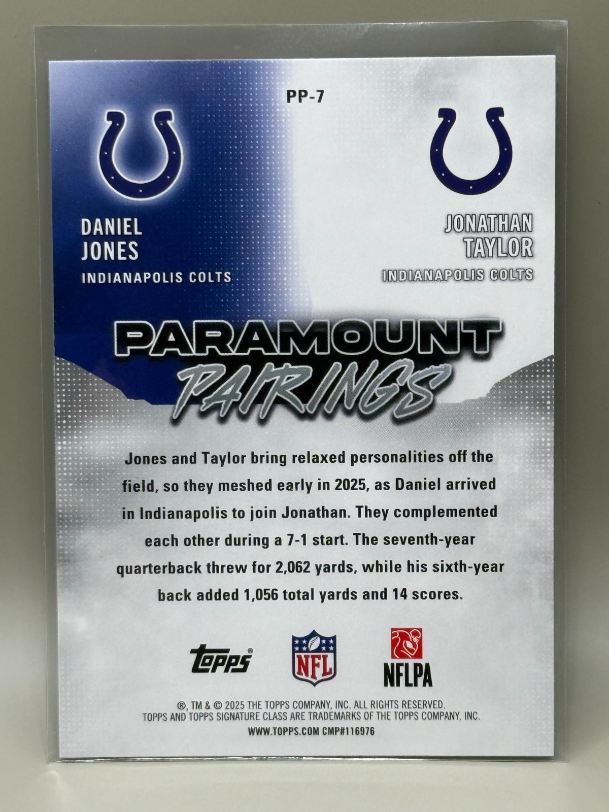 2025 Topps Signature Class #PP-7 Jonathan Taylor Daniel Jones Paramount Pairings
