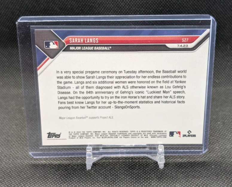 Sarah Langs 2023 Topps Now Lou Gehrig ALS Baseball is the Best #527