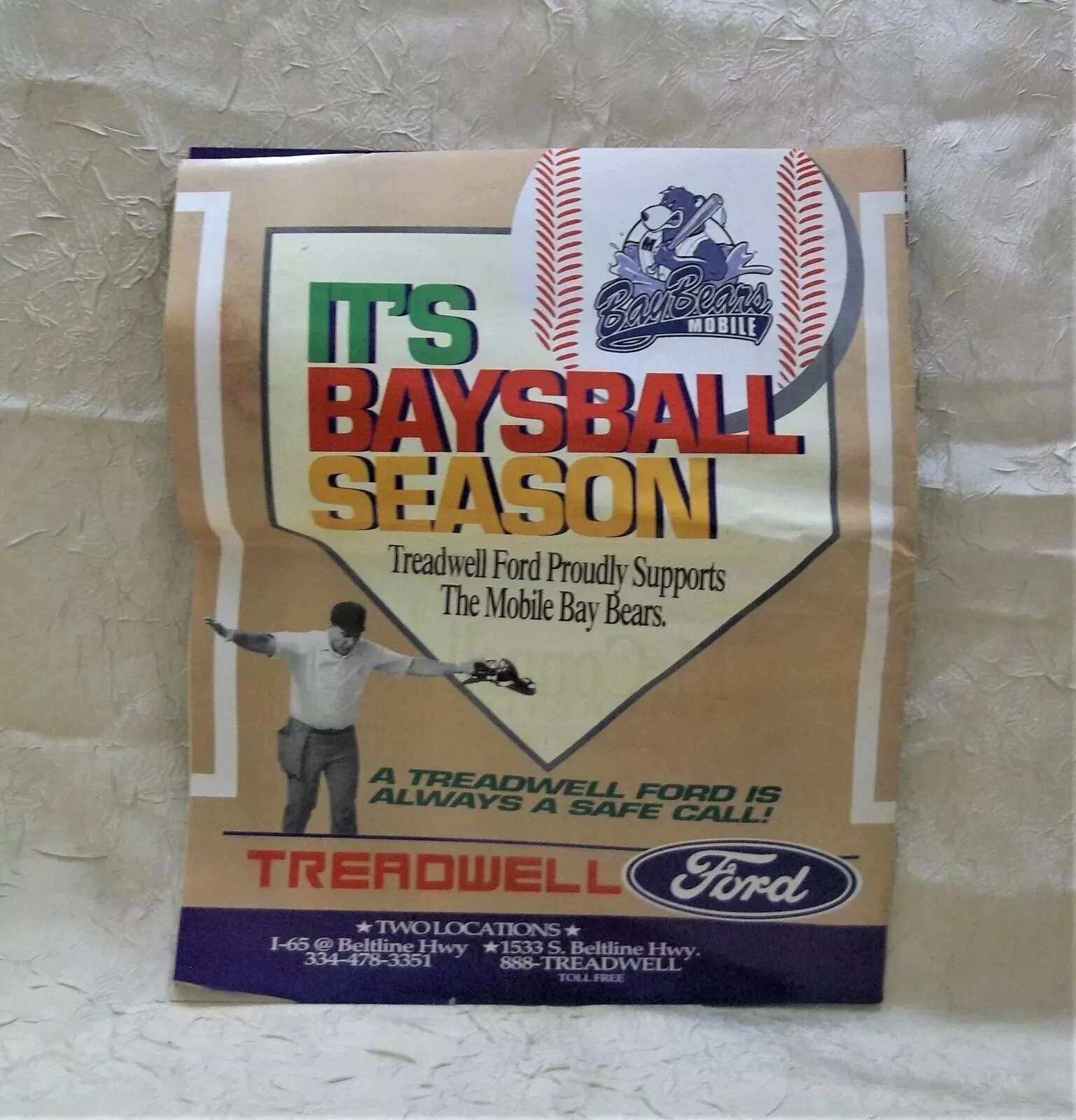 Mobile BayBears Baseball Inaugural Season Mobile Register Insert 1997 SEE DETAIL