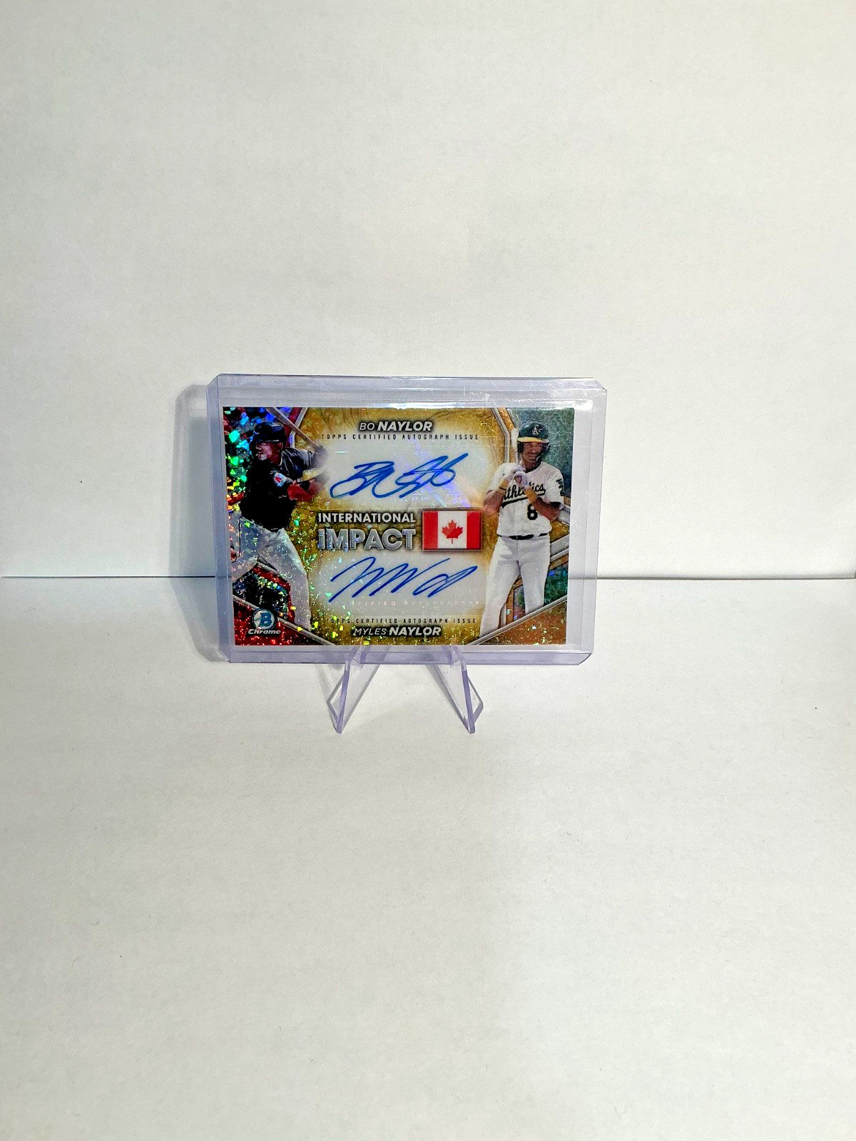 2024 Bowman Chrome – International Impact Autographs Bo Naylor, Myles Naylor /50