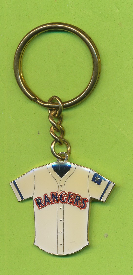 3″ x 1-1/2″ High Quality Jersey Enamel Keychain – Texas Rangers