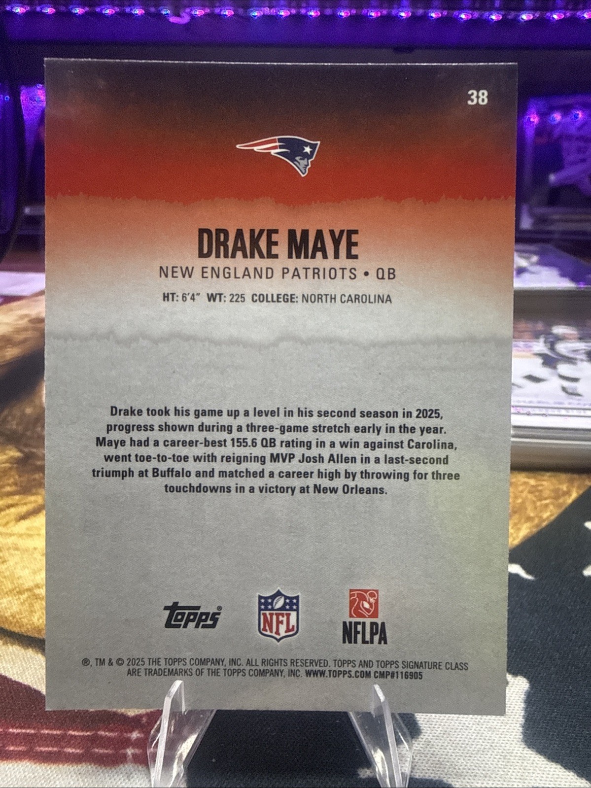 Topps Signature Class 2025 Drake Maye New England Patriots Refractor #38